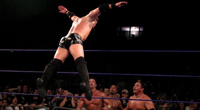AJ Styles takes flight in the four-way.